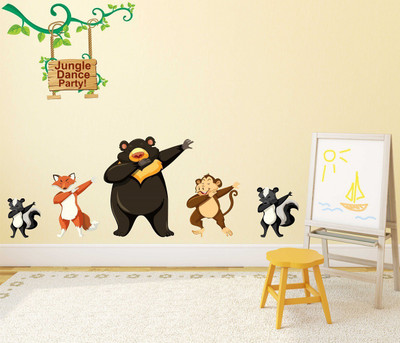 Wallzone 115 cm Colorfull Animals Removable Sticker(Pack of 1)