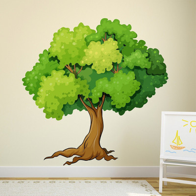 Wallzone 110 cm Big Green Tree Removable Sticker(Pack of 1)