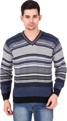 ANIXA Woven V Neck Casual Men Multicolor Sweater