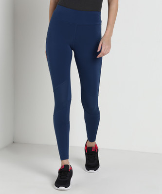 REEBOK Solid Women Blue Tights
