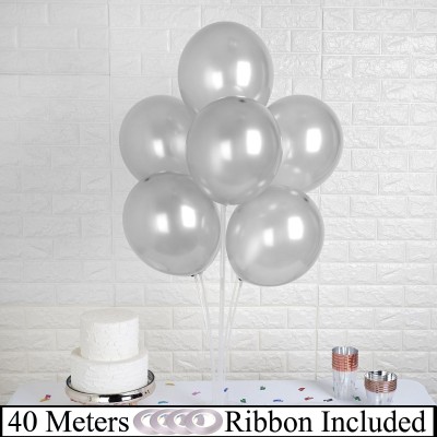 AMFIN Solid AN Silver Balloons Pk 100 Balloon(Silver, Pack of 104)