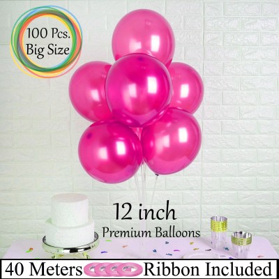 AMFIN Solid AN Dark Pink Balloons Pk 100 Balloon(Pink, Pack of 104)