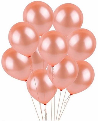 DEQUERA Solid Metallic Balloons Rose Gold Color (Pack of 100) Balloon(Gold, Pack of 100)