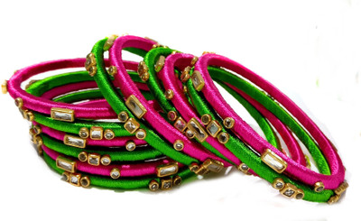 blue jays hub Fabric, Silk Dori Beads Bangle Set(Pack of 12)