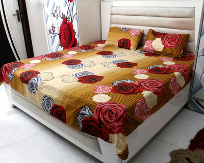 vikrant marketing 144 TC Polycotton Double 3D Printed Flat Bedsheet(Pack of 2, Multicolor)