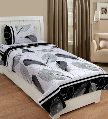 VHD 210 TC Cotton Single Printed Flat Bedsheet(Pack of 1, Multicolor)