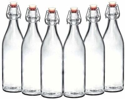 pundhir 1000 ml Glass Bottle(Pack of 6, White)