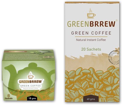 GreenBrrew Instant Green Coffee for Weight Loss - Combo of (20 + 6) Sachets Instant Coffee(2 x 39 g, Green Coffee Flavoured)