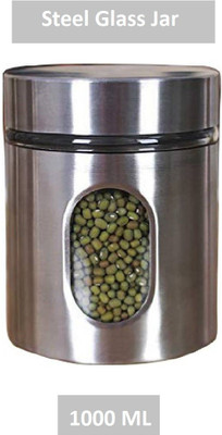 Femora Glass Grocery Container  - 1000 ml(Silver)