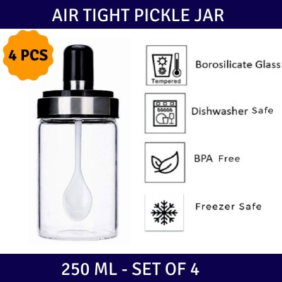Femora Borosilicate Glass Food Storage Jars 4 Piece Spice Set(Glass)