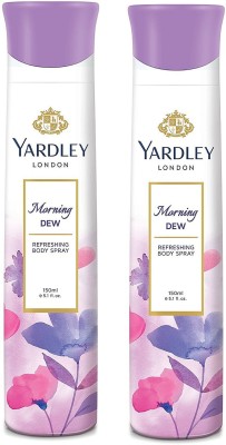 Yardley London Morning Dew 150ML Each (Pack of 2) Body Spray  -  For Women(300 ml, Pack of 2)