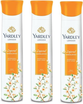 Yardley London Imperial SandalWood Body Spray for Women 150ML Each (Pack of 3) Body Spray  -  For Women(450 ml, Pack of 3)