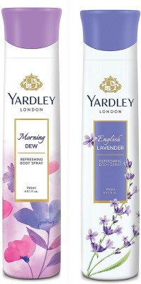 Yardley London Morning Dew and English 150ML Each (Pack of 2) Body Spray  -  For Women(300 ml, Pack of 2)