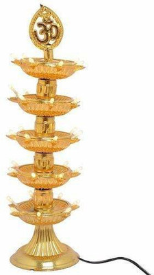 Lilypin LED diya Deepak Light Plastic Table Diya Set (Height: 14 inch) Copper Table Diya(Height: 6 inch)