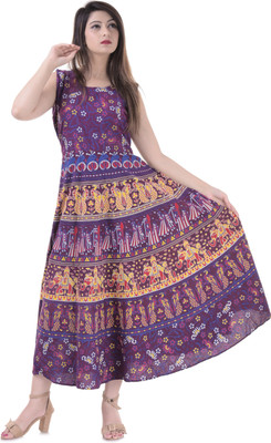 Shakshi Creations Women Fit and Flare Multicolor Midi/Calf Length Dress