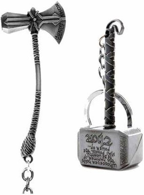 TinyTales THOR COMBO OF Stormbreaker & Hammer (SILVER/GOLD)(Set Of 2) Key Chain Key Chain