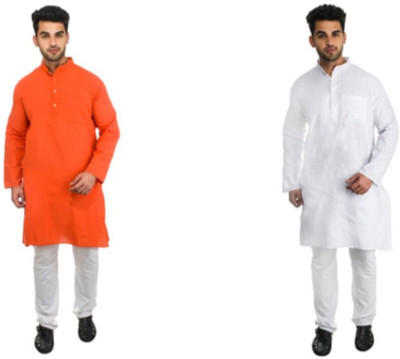 DESHBANDHU KHADI Men Solid Straight Kurta(White)
