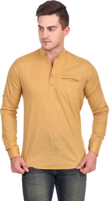 ELEPANTS Men Solid A-line Kurta(Gold)