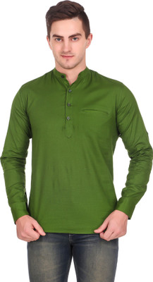 ELEPANTS Men Solid A-line Kurta(Dark Green)