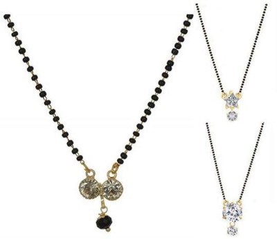 DIMIKI Combo Of 3 Latest Fashionable AD Diamond Mangalsutra For Women Mother of Pearl Mangalsutra