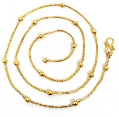 Happy Stoning 22kt Gold Plated Brass Bead Chain for Daily wear Gold-plated Plated Brass Chain