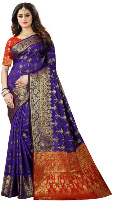 AVIYOM Self Design, Embellished Kanjivaram Cotton Blend, Art Silk Saree(Multicolor)