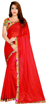 SILKZA Printed Bollywood Lycra Blend Saree(Red)