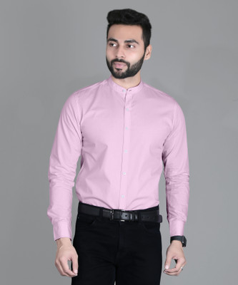 5TH ANFOLD Men Solid Formal Pink Shirt