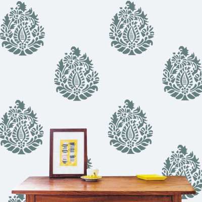 Arhat DAMASK E-482 GLOSSY PVC Stencil(Pack of 1, DESIGNER MOTIFF)
