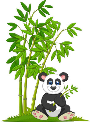 god & god's 61 cm panda on a tree bush 540 Self Adhesive Sticker(Pack of 1)