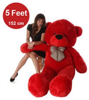 ToyHub 5 Feet Stuffed Spongy Hug-gable Cute Teddy Bear  - 152 cm(red color)