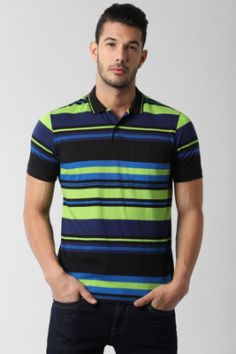 Peter England Striped Men Polo Neck Multicolor T-Shirt