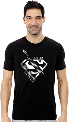 Tee town Graphic Print Men Round Neck Black T-Shirt