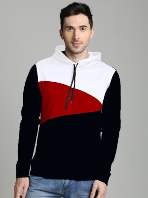 SKITTZZ Colorblock Men Hooded Neck Red, White, Black T-Shirt