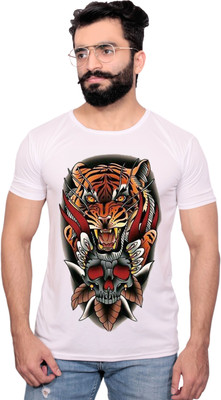 NITYANAND CREATIONS Printed Men Round Neck White T-Shirt
