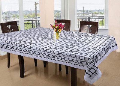 KUBER INDUSTRIES Checkered 6 Seater Table Cover(Grey, PVC)