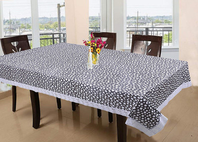 KUBER INDUSTRIES Self Design 6 Seater Table Cover(Grey, PVC)