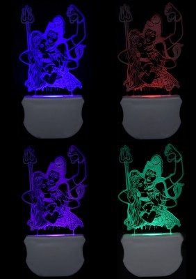 Kavy Enterprises The Lord Shiv Parvati 3D illusion Led Night Lamp comes with 7 Multicolor lighting effect , Suitable for Room,Drawing Room,Lobby (Pack of 4) Night Lamp(12 cm, Clear, White)