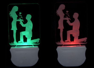 SRM The Propose Couple 3D illusion 7 Multicolor lighting effect (PO2), Night Lamp(12 cm, White)