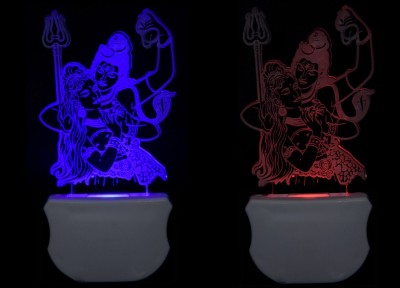 Gojeeva The Lord Shiv Parvati 3D illusion 7 Multicolor lighting effect (Pack of 2) Night Lamp(12 cm, White)