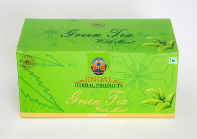 JINDAL HERBALS Green Tea With Mint bags 25 Sachets Mint Herbal Tea Bags Box(50 g)