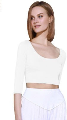 THE BLAZZE Casual 3/4 Sleeve Solid Women White Top