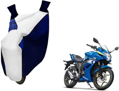 WolkomHome Two Wheeler Cover for Suzuki(Gixxer, Blue, White)