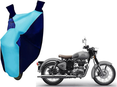 WolkomHome Two Wheeler Cover for Royal Enfield(Classic Chrome, Blue)