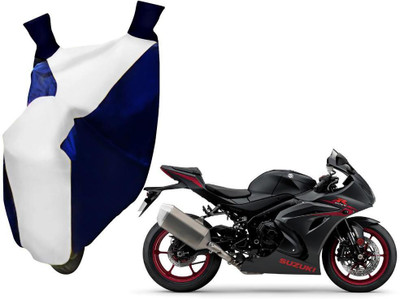 WolkomHome Two Wheeler Cover for Suzuki(GSX, Blue, White)