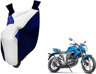 WolkomHome Two Wheeler Cover for Suzuki(Gixxer, Blue, White)