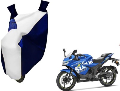 WolkomHome Two Wheeler Cover for Suzuki(Gixxer, Blue, White)