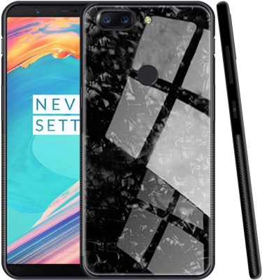 CASE CREATION Back Cover for OnePlus 5T Marble Glass Cover case(Black, Grip Case, Pack of: 1)