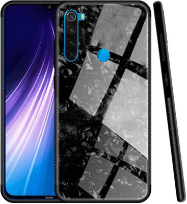 CASE CREATION Back Cover for Xiaomi Redmi Note 8 Marble Glass Cover case(Black, Grip Case, Pack of: 1)
