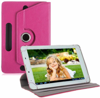 TGK Book Cover for Ambrane A3-7 Plus Duo / AK-7000 Kids Tablet 7 "(Pink, Cases with Holder)